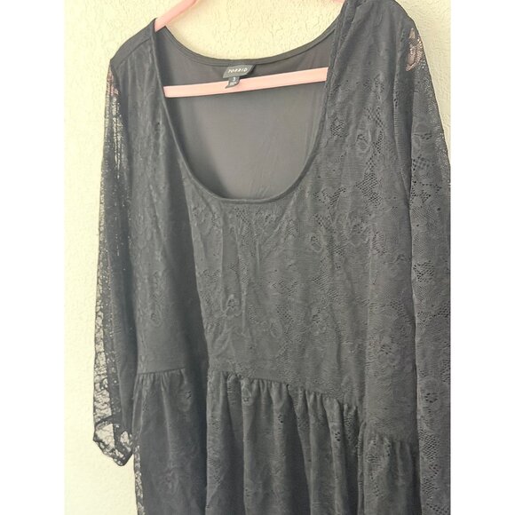 Torrid Lace Empire Waist Tunic Blouse Womens Size 3 Black Whimsigoth Sheer Sleev - Picture 6 of 12